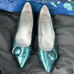 Anne Klein Teal Patent Pointed-Toe Small Heel